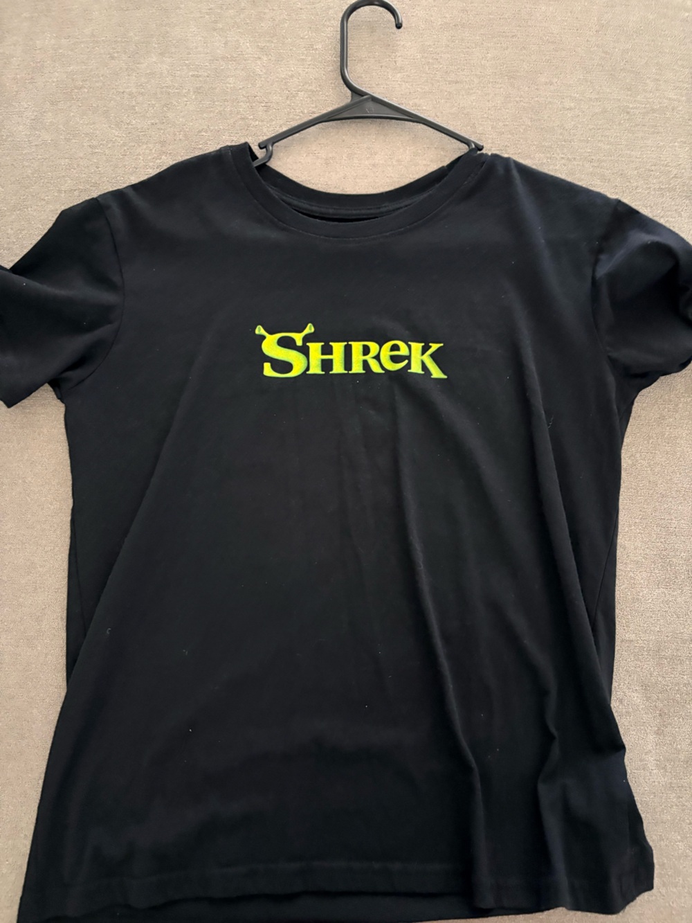 Shrek Black Graphic Tee with Neon Green Logo